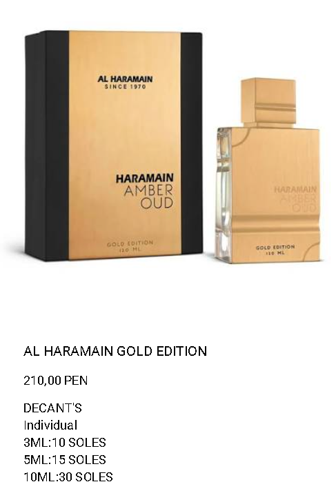 Catálogo de Al Haramain Amber Oud Gold Edition y precios de decants